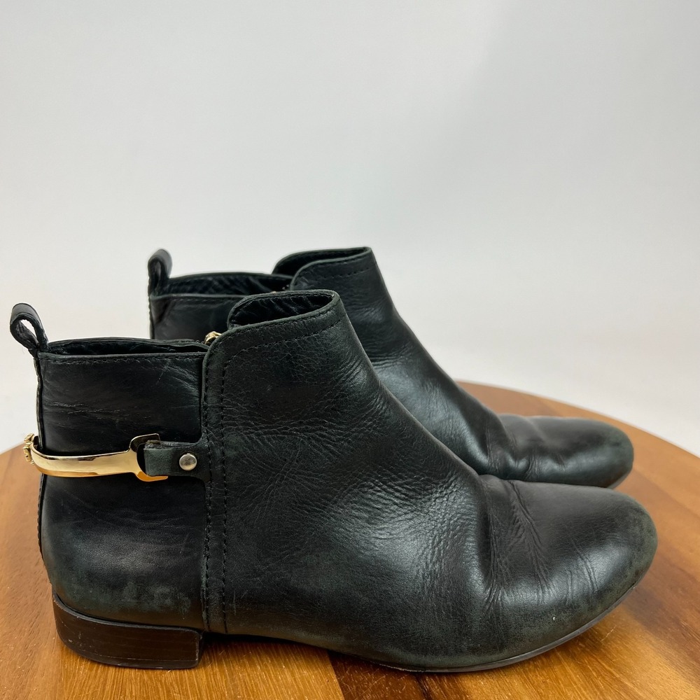 Womens Tory Burch Black Leather Casual Ankle Booties‎ Boots Size 7 M GUC